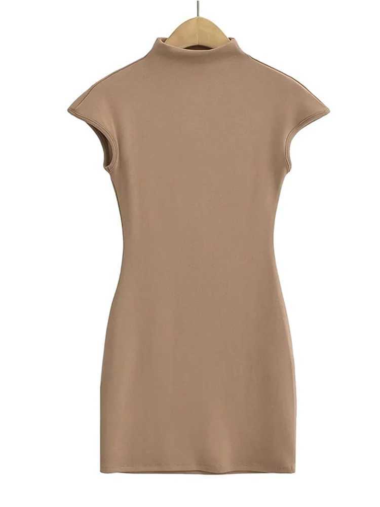 Mini dresses for women 2024 Summer knitted dress sexy vintage clothes black dresses short sve turtleneck pink dress bodyconXJ250224