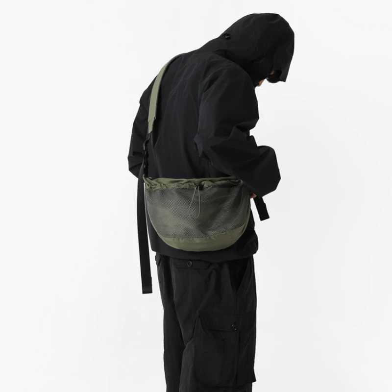 Japanese Street Nylon Mesh Messenger Bag Man Casual Crossbody Bag Unisex Sports Large Capacity Shoulder Bag IP Backpack 2023 Z250225