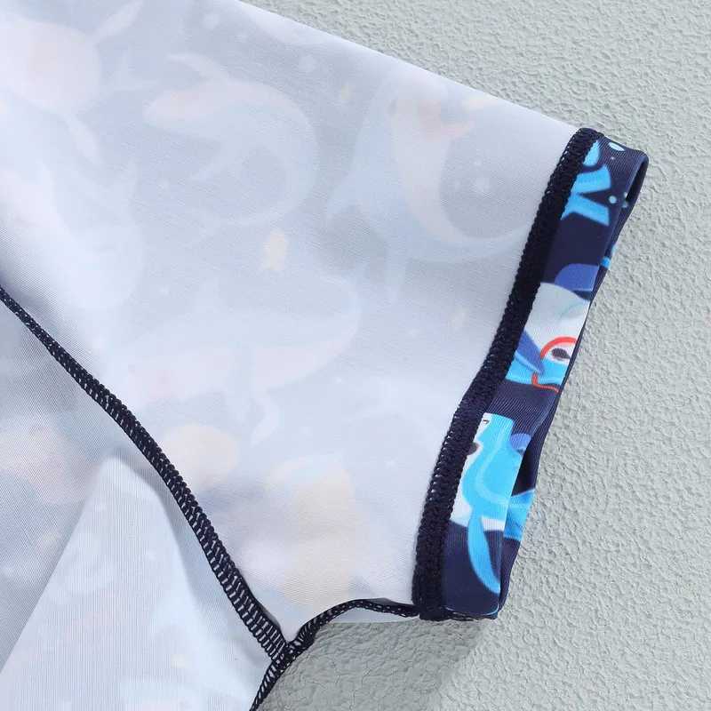 Preschool swim pants shark print elastic waist swim shorts for little boys swimsuit X250224
