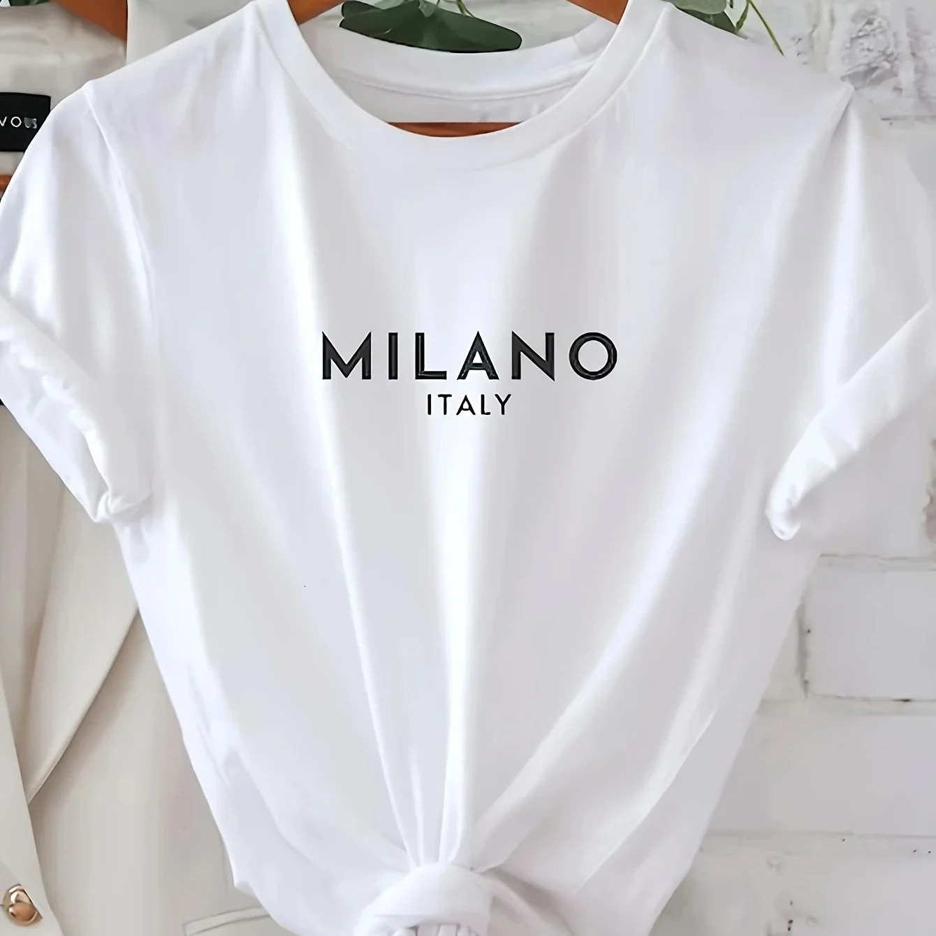 Letter Print Crew Neck T-Shirt Casual Short Sleeve T-Shirt For Spring Summer Womens Clothing Valentines Day 250225