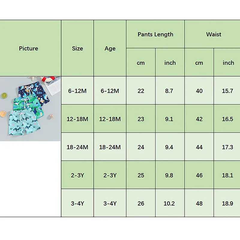 Preschool swim pants shark print elastic waist swim shorts for little boys swimsuit X250224