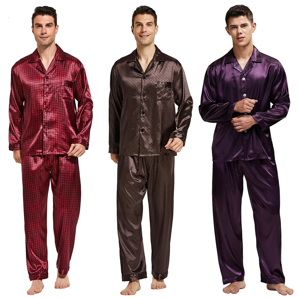 Tony Candice Mens Satin Silk Pajama Set Men Pajamas Silk Sleepwear Men Sexy Modern Style Soft Cozy Satin Nightgown Men Summer 250224