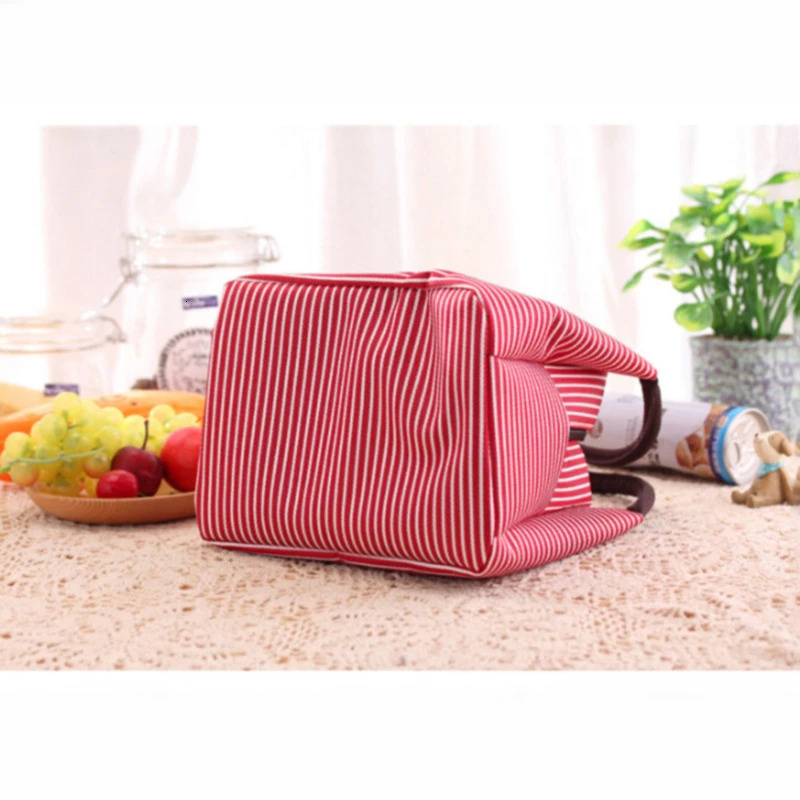Stripes Lunch Bag For Women Isothermal Bag Packaged Food Thermal Bags Thermo Pouch Lunch Bag Refrigerator Bag 250224