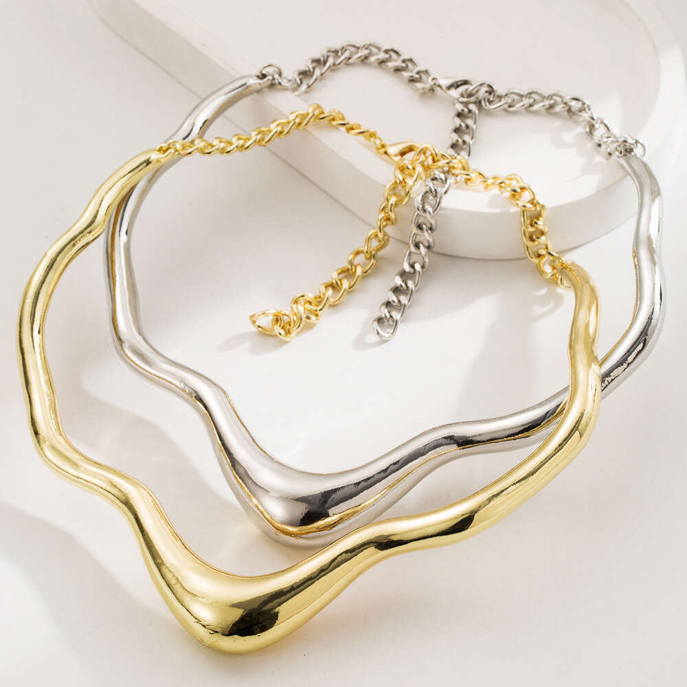 New Creative Liquid Metal Collar Simple, Versatile, Irregular, Fashionable, Trendy, Personalized Clavicle Chain