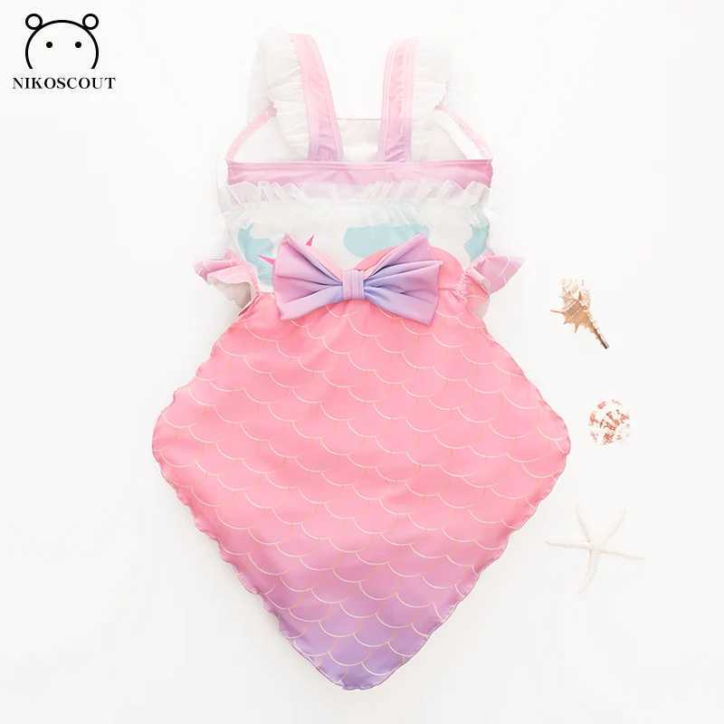 Baby Swimsuit Mermaid Tail Baby Girl One-Piece Princess Childrens Swimsuit Dopamine Children Girl Sweet X250224