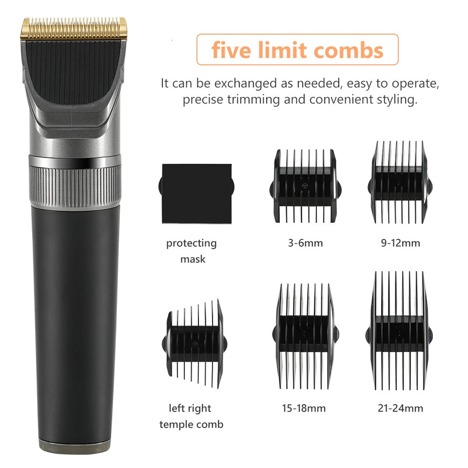 Full Body Washable Electric Hair Clipper Ceramic Professional Fine Adjustable Trimmer Low Noise Cutting Machine Razor 250217