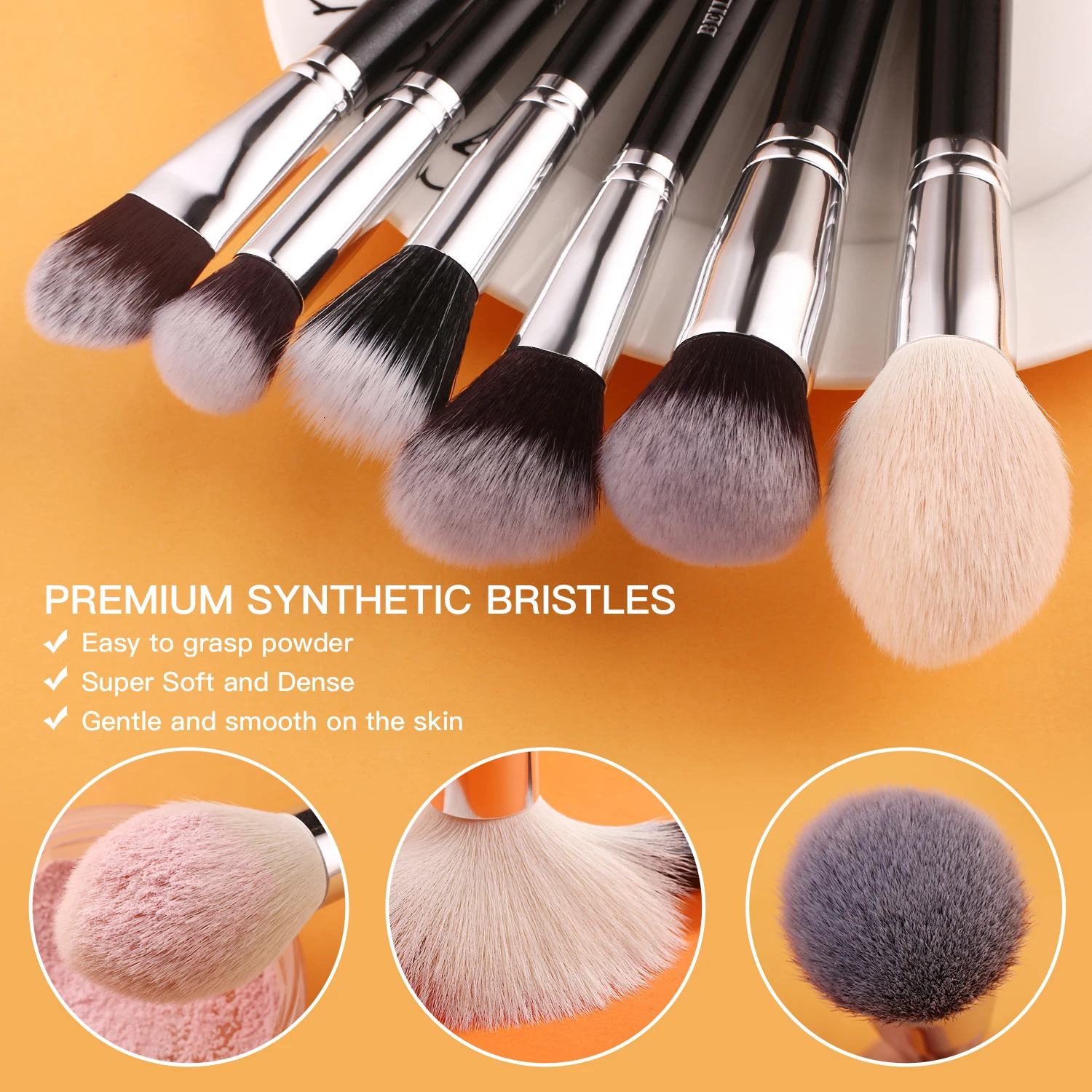 BEILI Black Makeup brushes set Professional Natural goat hair brushes Foundation Powder Contour Eyeshadow make up brushes 250305