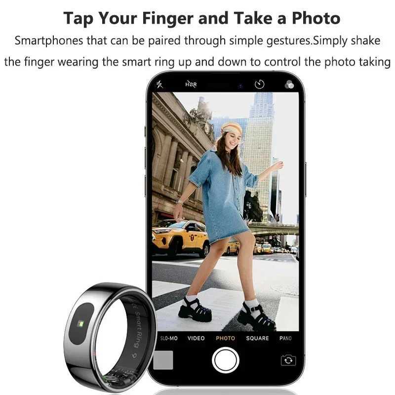 New R08 Smart Ring With Charging Case Smart Touch Screen Health Monitor Sports Fitness Tracker IP68 5ATM Waterproof Smart Ring W250225