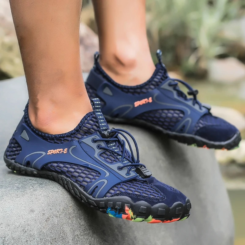 Mens Quick-Dry Breathable Aqua Shoes Men Women Couples Outdoor Beach Five Finger Swimming Hiking Wading Upstream Sneakers 250224
