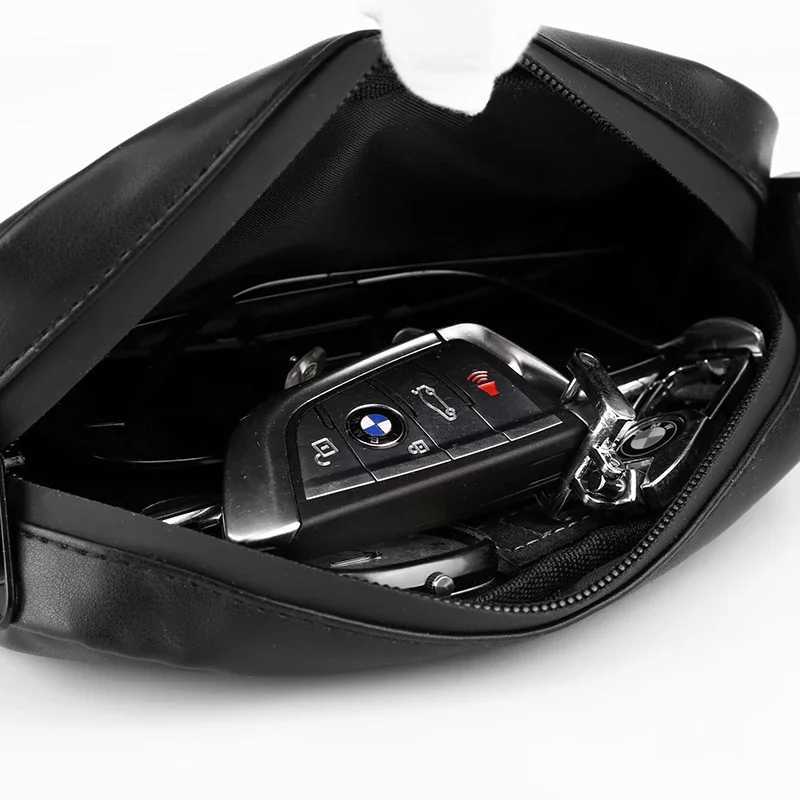 2024 New Black Mini Crossbody Leather Bag for Mens Personalized Mobile Phone Chest Bag for Womens High-end Single Shoulder Bag Z250225