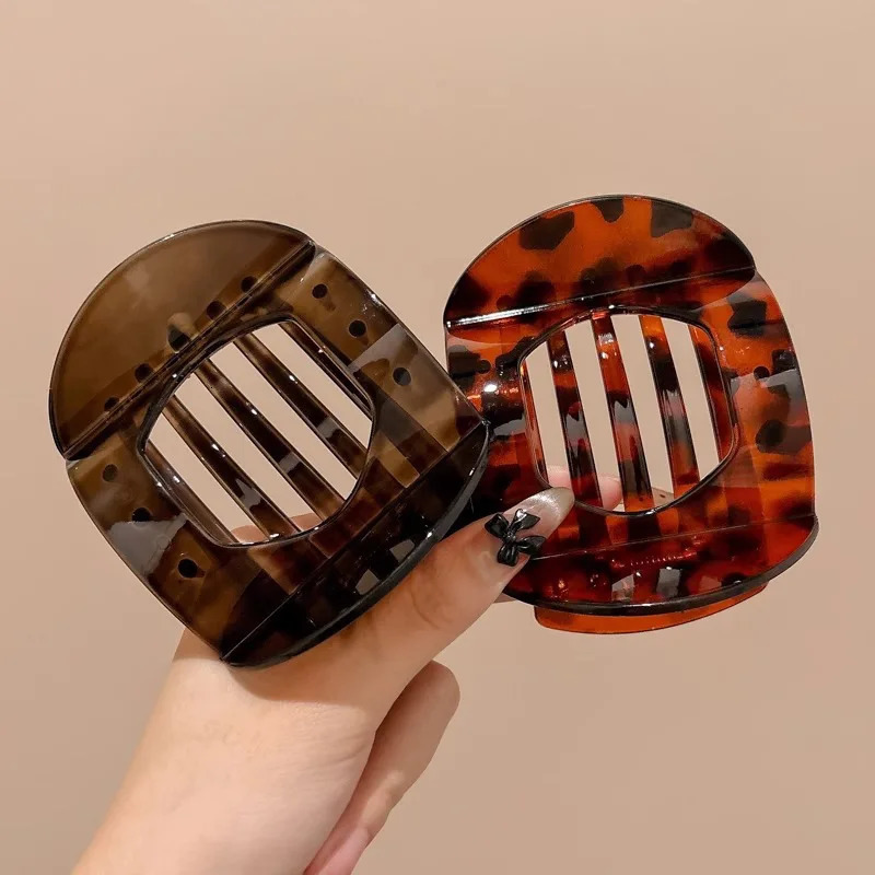 Korean Acetic Acid Hair Clip Accessories Spoon Spring Leopard Top Simple Headpiece 250218