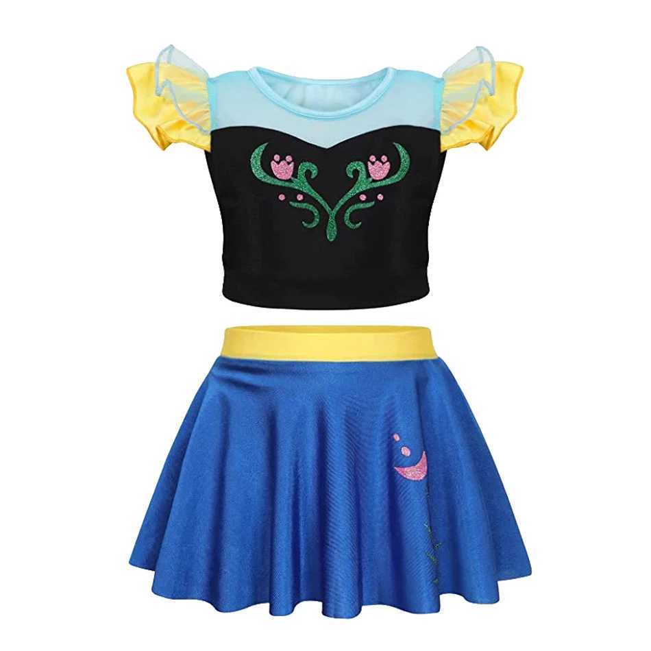2025 Girl Princess Summer Elsa Anna Two Piece Swimsuit Children Swimwear Children Bikini Sets Bathing Kids Suit X250224