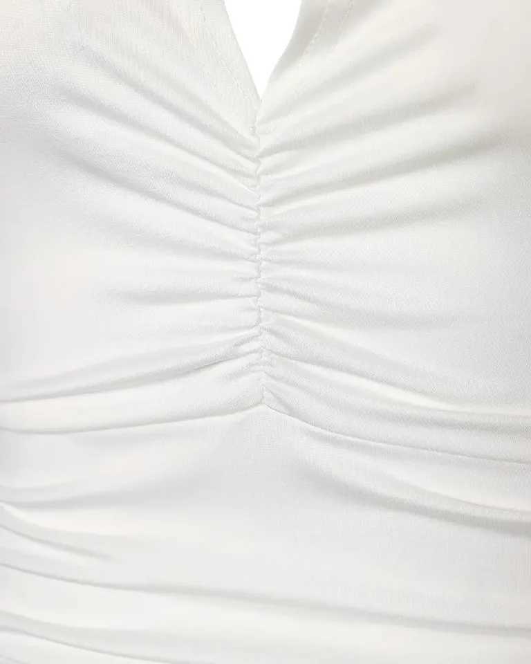 CHAXIAOA 1 Piece Summer 2022 Women New Sexy Halter Sveless Ruched Bodycon Fashion Mini DressXJ250224