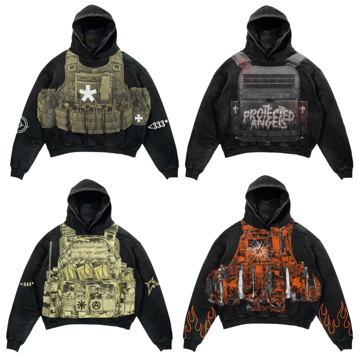 bulletproof vest printed hoodies women fashion streetwear trend pullover sweatshirt fleece oversized hoodie y2k clothes 250224