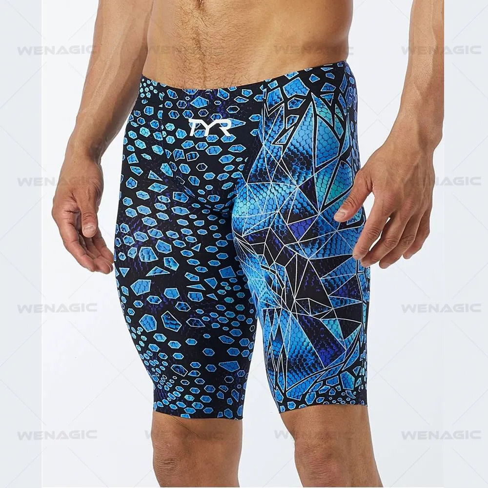 Mens swimming relay Lycra patterned beach shorts fast drying sea sports pants jammer surfing safety Knicks 250222
