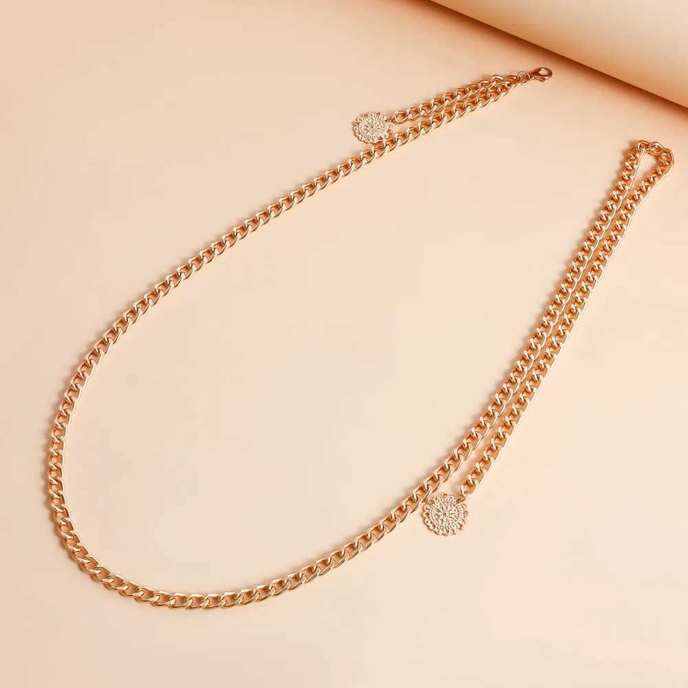 Fashionable simple and sexy gold aluminum waist jewelry belly chain womens skiing accessoriesXJ250224
