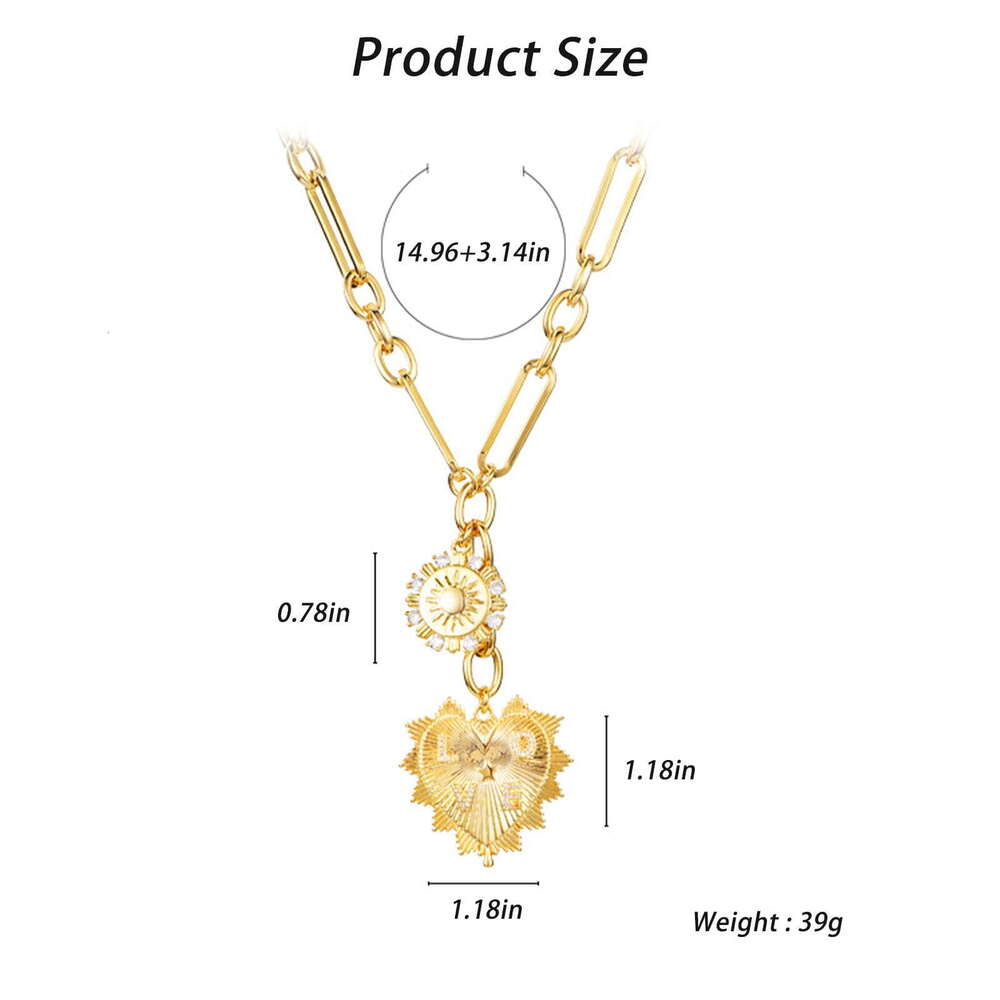 nky Gold for Women, Heart Pendants Sun wer Necklace Fashion Hip Hop Choker Gift
