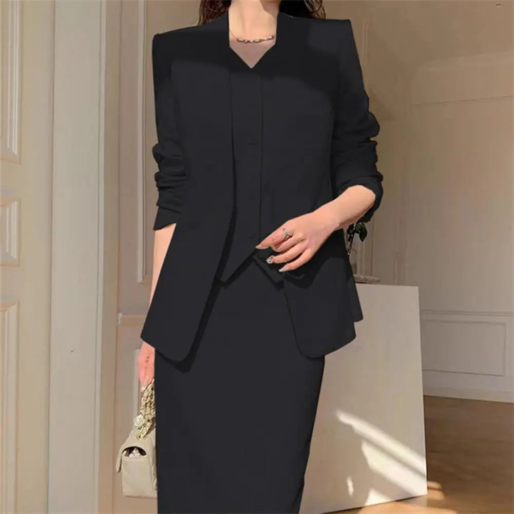 Women Suit Coat Skirt Set Elegant Office Lady Business Midi OL Commuting High Waist 250222