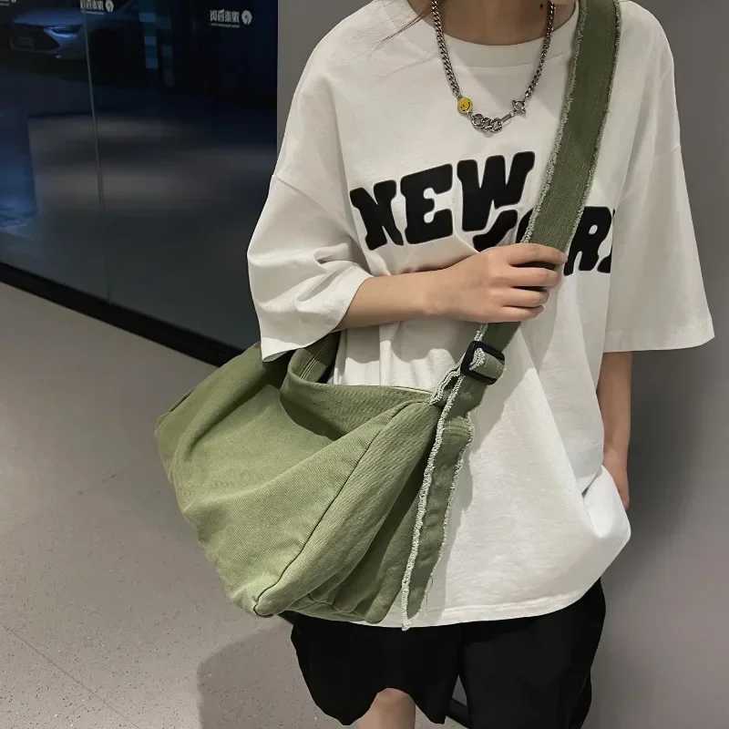 Casual Messenger Womens Bags 2025 Vintage Handbag Canvas Teenager Shoulder Tote Bags Man Solid Color Handbag Crossbody Handbags Z250225