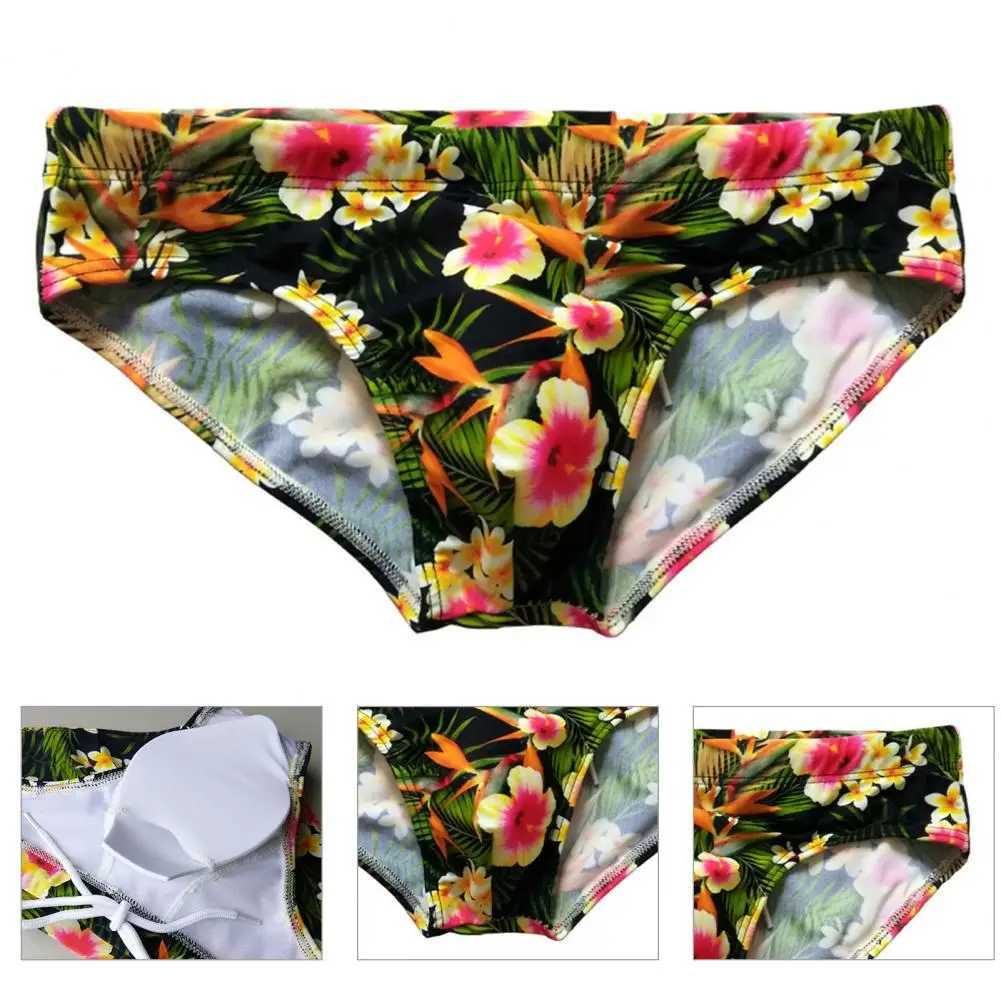 Men Swimming Trunks Slim Fit Colorful Floral Print Swimming Shorts Low Waist Summer Men Swimwear For SwimmingXJ250224