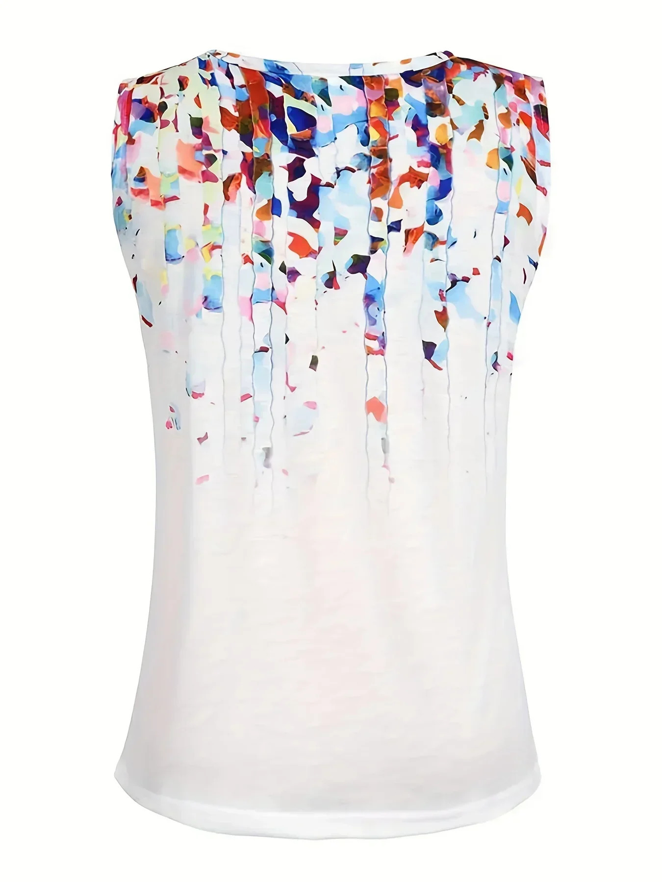 Plus Size 1XL-5XL Summer Fashionable Womens Top Casual V-neck Printed Simple Sleeveless Vest Versatile Loose and Elegant Vest 250224