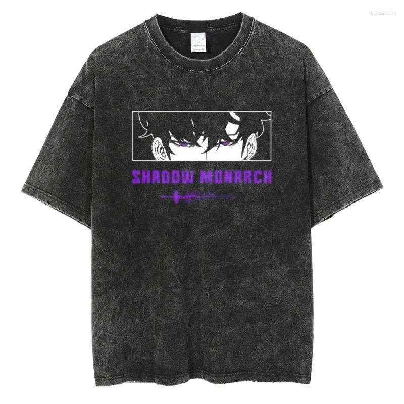 Men's T Shirts Anime Solo Leveling Sung Jin Woo Graphic Shirt Men Manga Vintage Tshirts Casual Cotton T-shirt Harajuku Male Tops