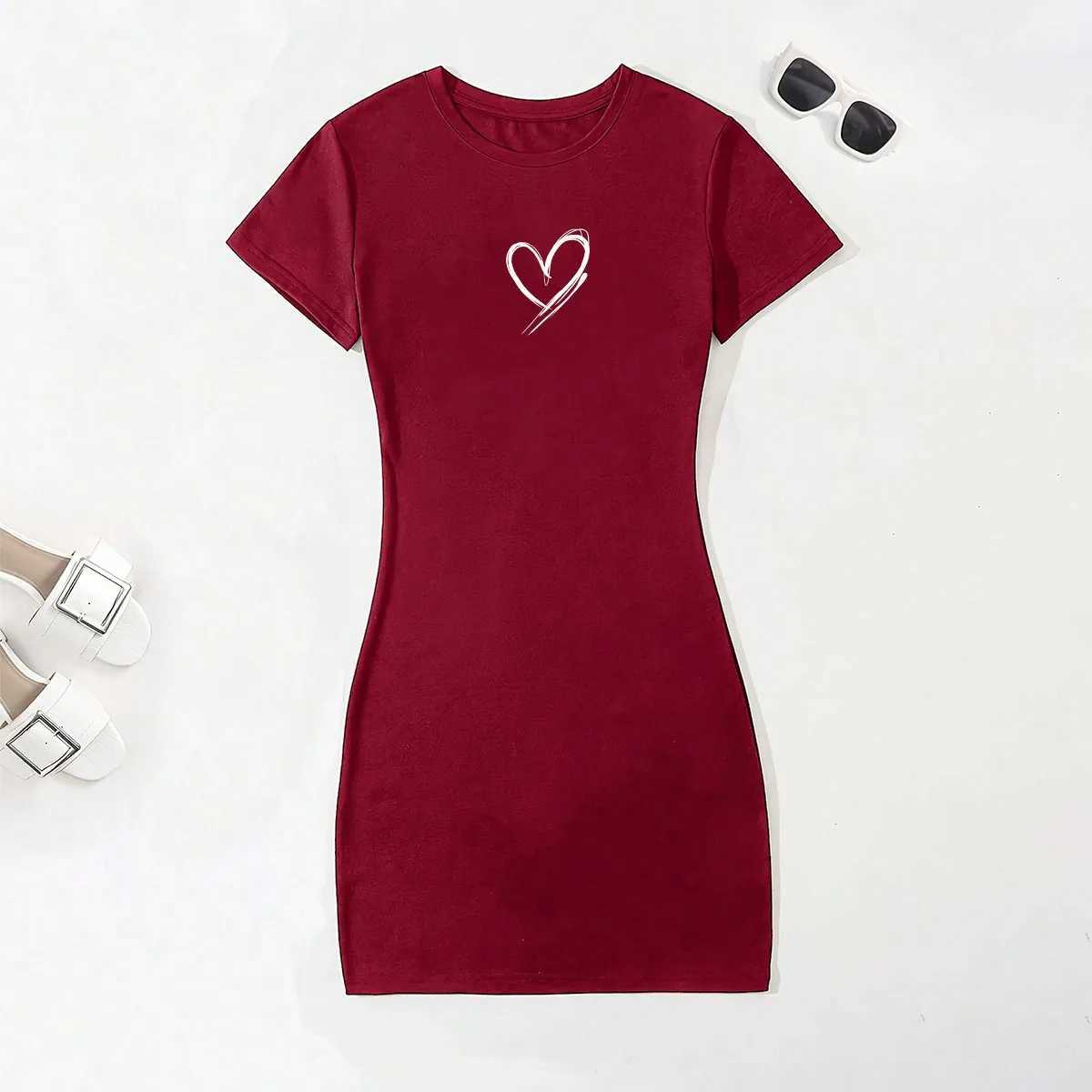 Womens Short Sve Mini Dress Tight and Sexy Street Battle Casual Set Sexy Slimming A-line Dress New Fe Solid ColorXJ250224
