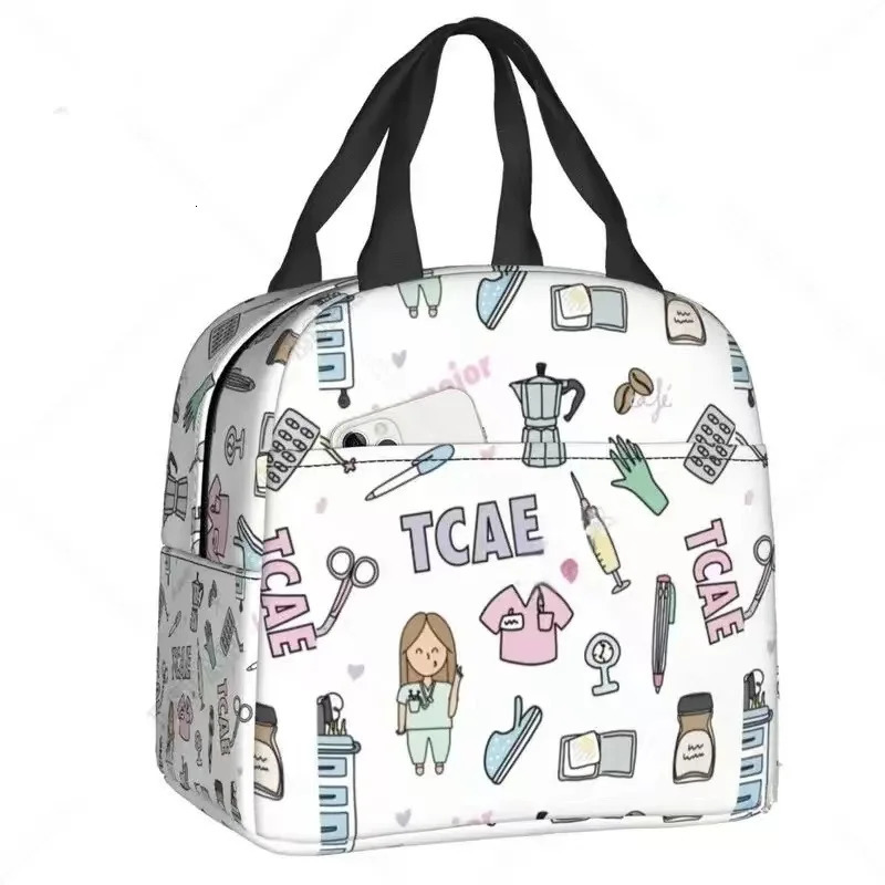 Enfermera En Apuros Doctor Nurse Thermal Insulated Lunch Bag Women Lunch Container for Work Storage Food Bento Box 250224