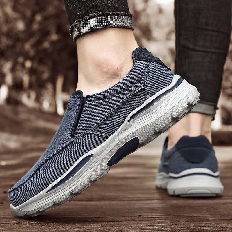 Mens Canvas Vulcanized Shoes Breathable Loafers Comfortable Mens Shoes Outdoor Walking Shoes Lightweight Men Sneakers 250224