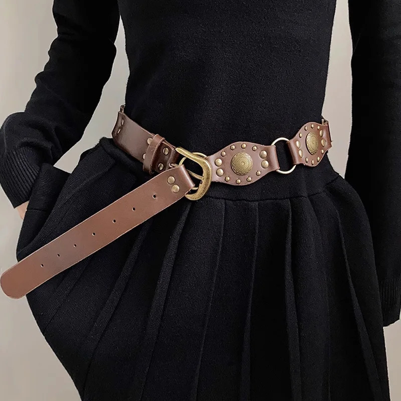 Desinger Belts For Women High Quality Punk Gothic Vintage Brown Corset Belt Female Unisex Men Waistband Western Cowgirl Cowboy 250221
