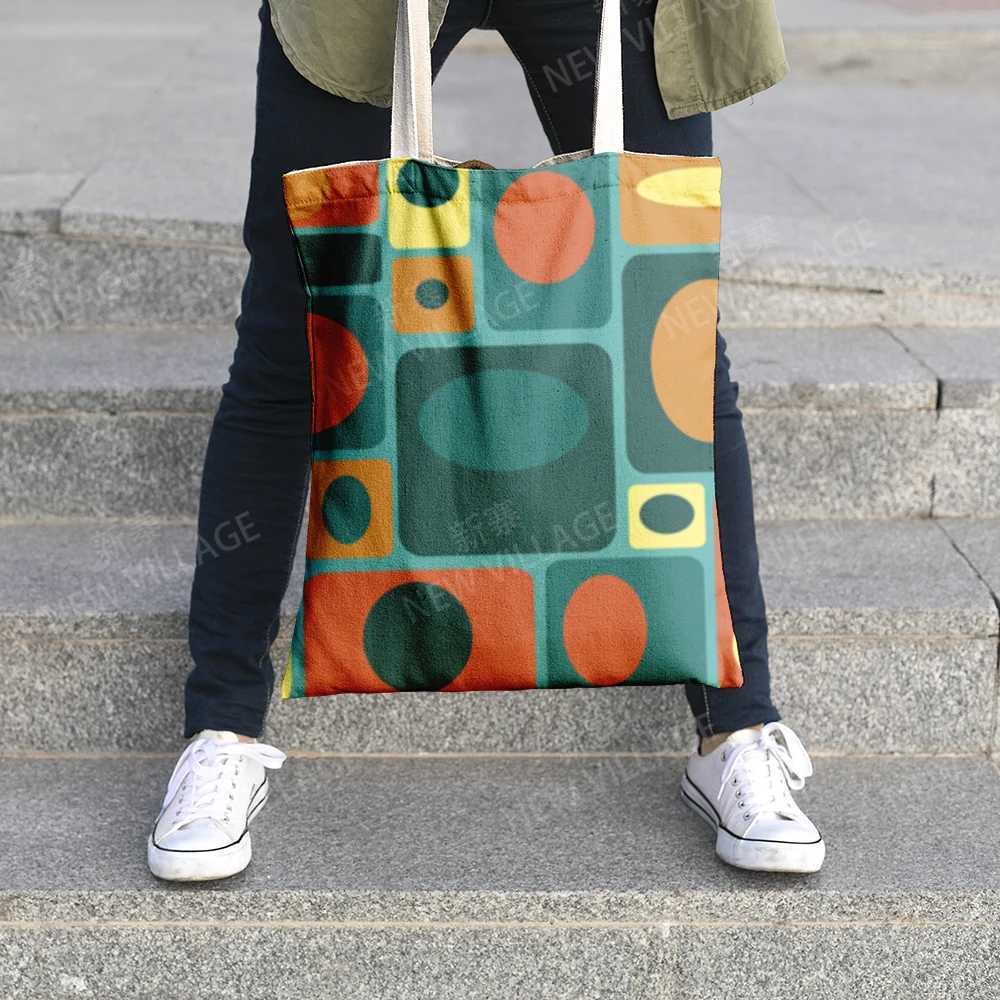 Canvas shoulder bag organization storage Handbags cosmetics travel Womens bag Shopping Fabric pouch nordic boho Customizable Z250224