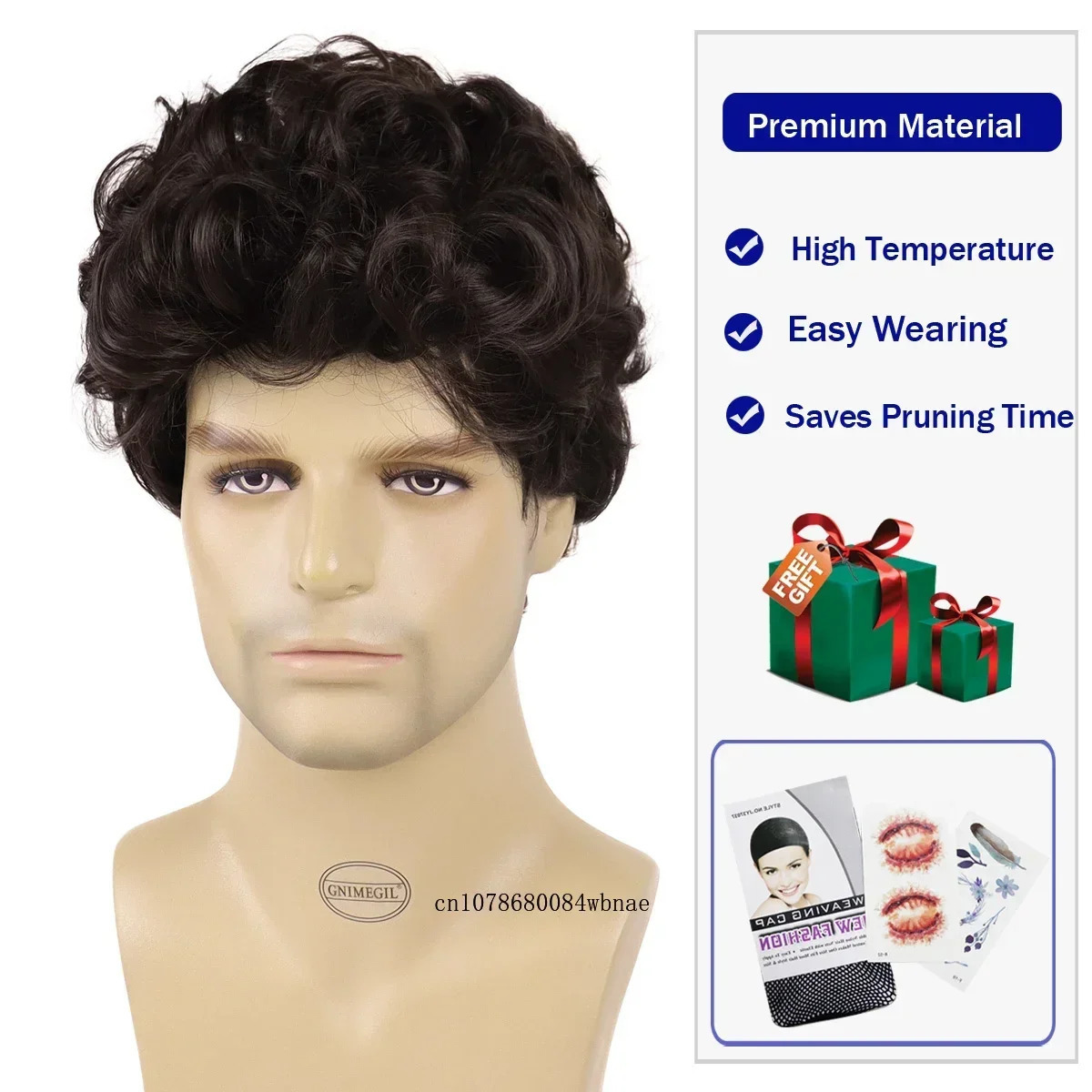 Male Wig Short Layered Synthetic Hair Brown Curly Wigs for Men Heat Resistant Natural Looking Daily Cosplay Costume Father Gifts 250224