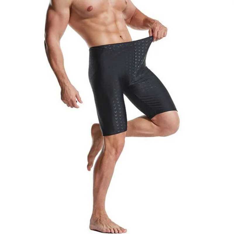 Imitation Shark Skin Mens Boxer Swimming Trunks Adult Boxer Swimming Trunks Beach Quick-drying Five-point Hot Spring ShortsXJ250224