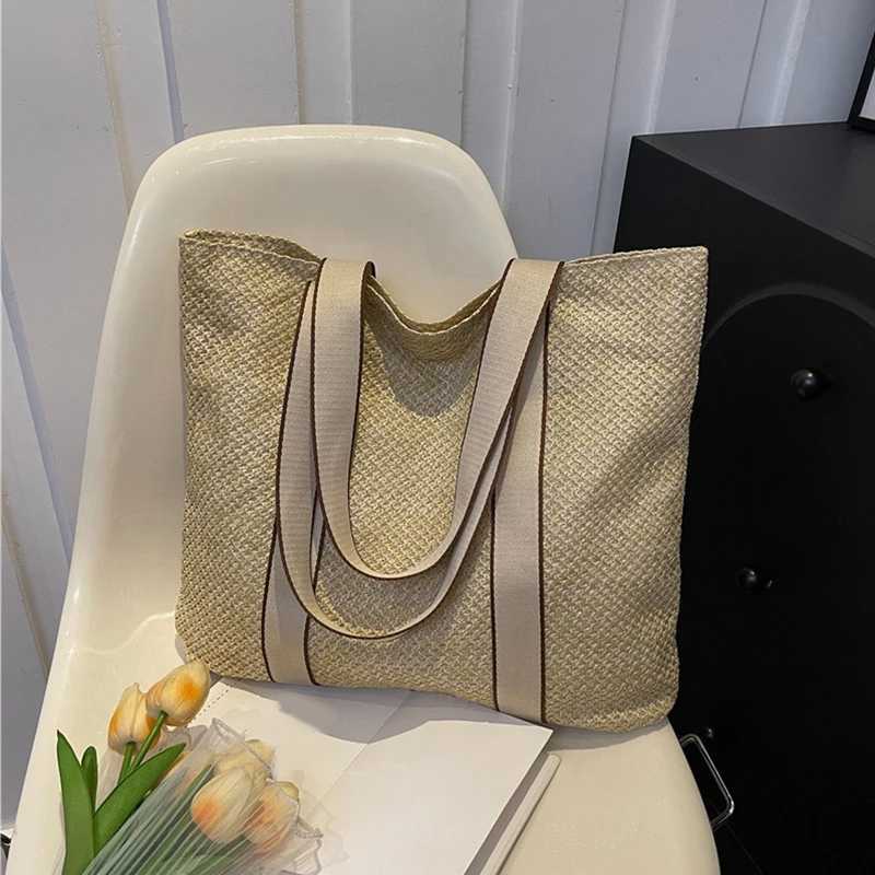 Beach Weaving Ladies Straw Bag Summer Handmade Bags Large Capacity Top Handle Handbags Totes