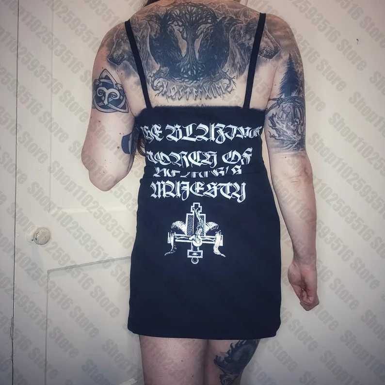 Short Dresses Gothic Clothing Punk Harajuku Emo Black Mini Dress Y2k Clothes Goth Rock Graphic Party Womens Summer Woman MidiXJ250224