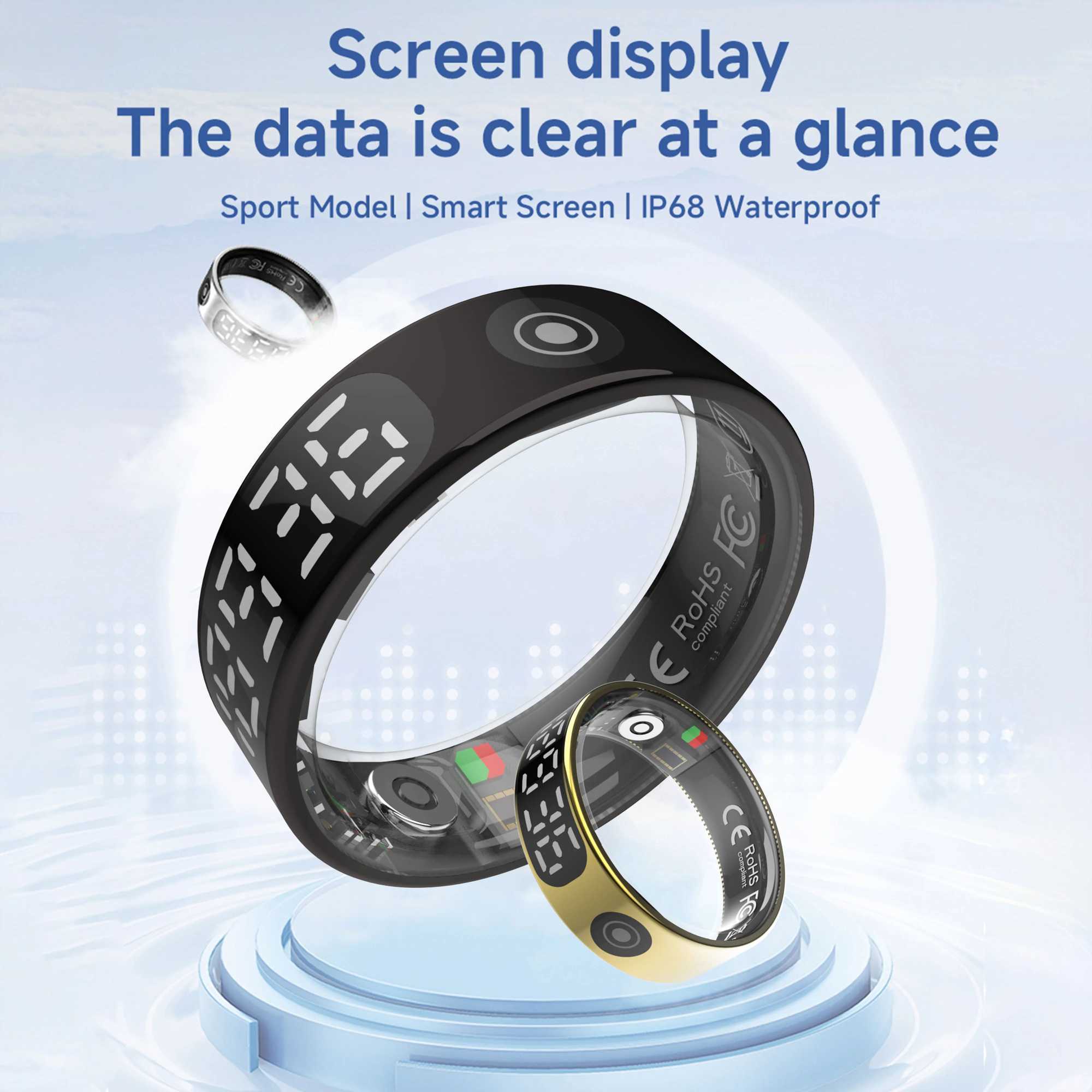 2025 New High Performance Smart Ring With 5ATM Waterproof Health Monitoring and Durable Battery Gesture Operated Camera Video W250225
