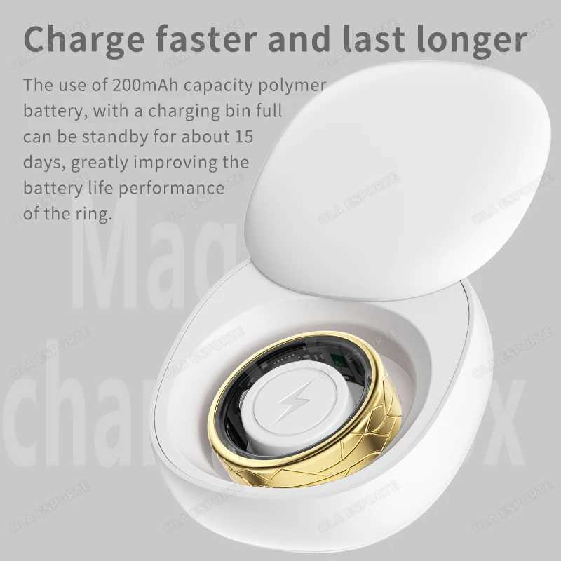 New Smart Ring Military Grade Titanium Steel Shell Health Monitor Photo Control IP68 5ATM Waterproof Multi-sport Modes SmartRing W250225