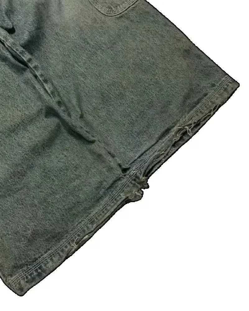 Men's Jeans Vintage Popular American New Letter Embroidered Pocket Jeans Men Y2K Gothic Hip Hop Popular Casual Wild Punk Wide-leg Pants z250225