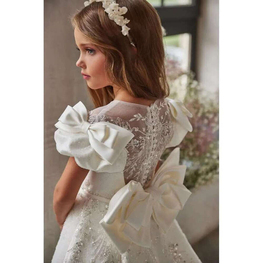 Sleeves Cap Wer Girl For Weddings A E Scoop Appliques Beaded Long First Communion Dresses Little Customized Ppliques