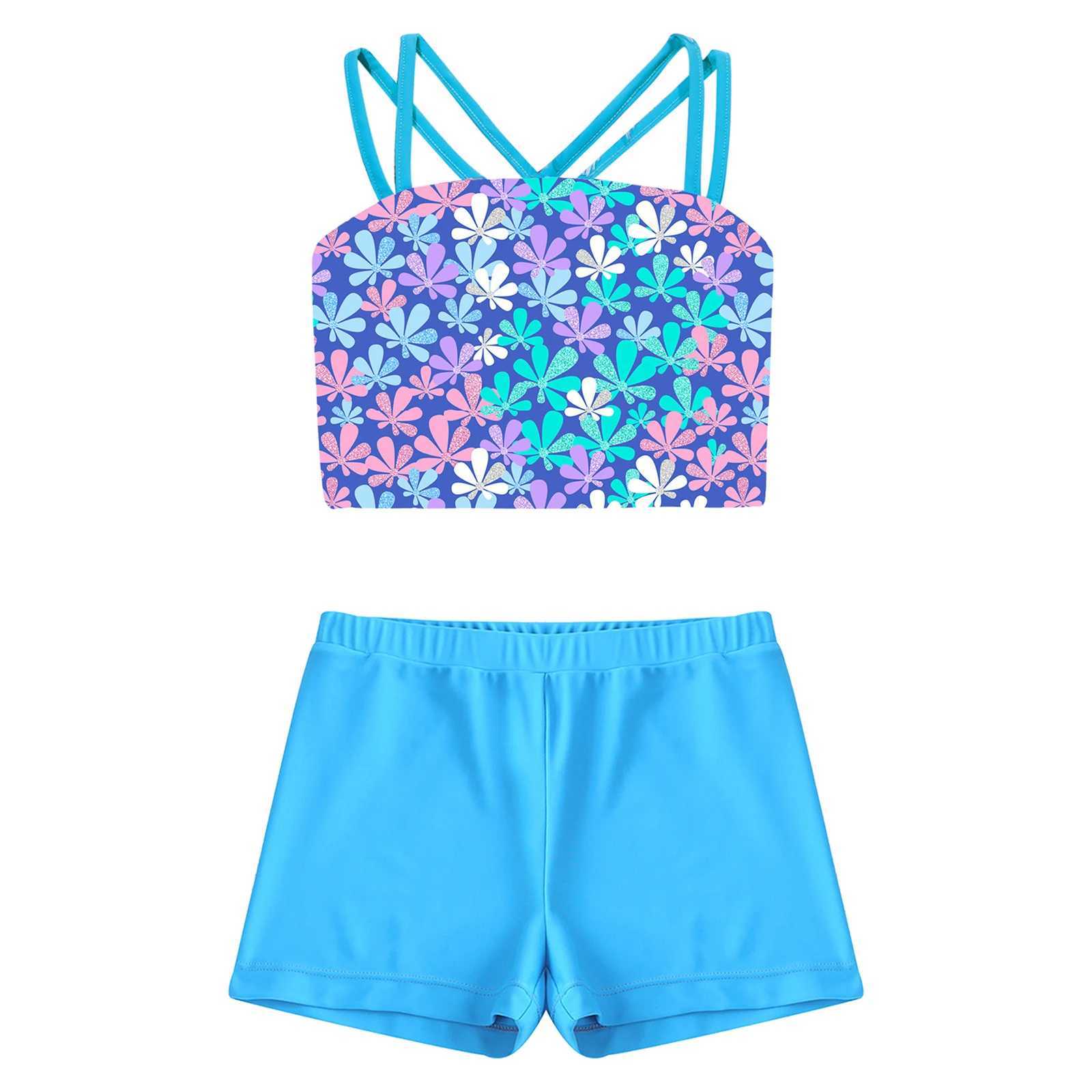 Childrens swimsuits childrens swimsuits girls swimsuits shoulder straps vests shorts beach swimming pools swimming pool swimsuits X250224