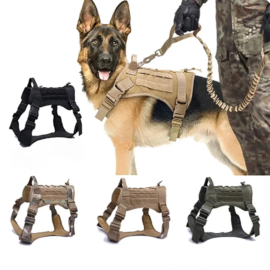 Tactical Dog Harness Military Training Tactical Dog Harness Military Adjustable Vest Pet Training Set Small Medium Large Dogs 250224
