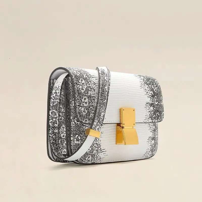 New Fashion Tofu Top Quality Leather Design Lizard Pattern Classic Crossbody Underarm Shoulder Women's Box Bag