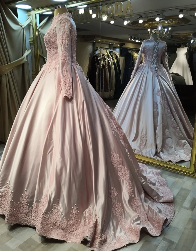 Elegant Pink Arabic Evening Dress With Feather Fantasy Muslimah Prom Dress 2025 Abaya Dubai Paskistani Engagement Robes De Soiree vestido de gala noch