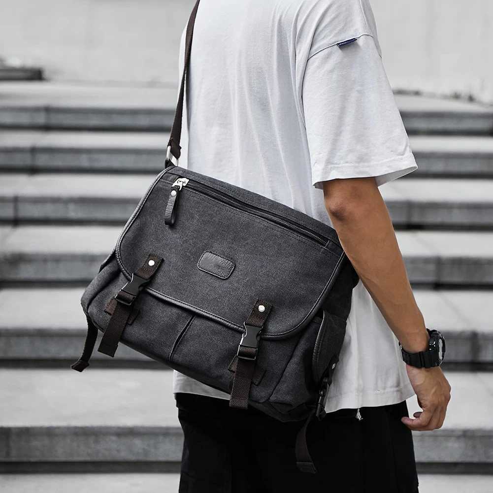 mens canvas shoulder bag casual handbag travel mens cross body bag luxury messenger bag fashionable and high-quality mens handbag wallet Z250225