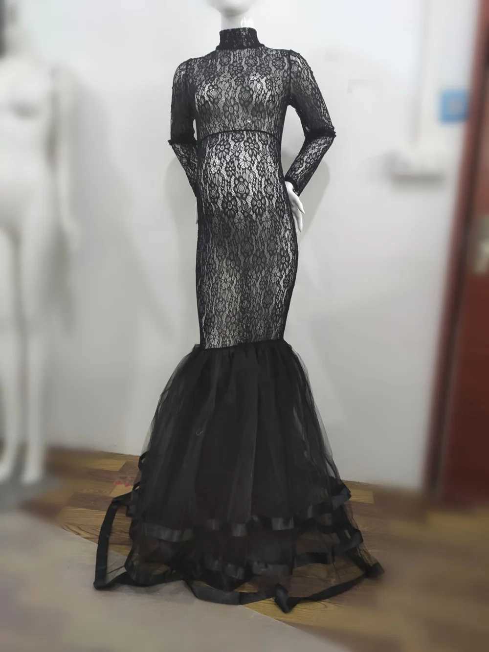 New Black Sexy Maternity Dresses for Photo Shoot Pregnant Women Long Sleeve Turtleneck Photography Dress Pregnancy Dress X250224