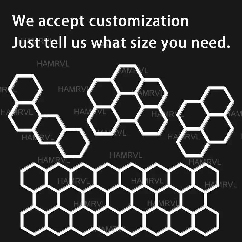 Garage Light Hexagon Lights lamp 110V-240V Led Tube Honeycomb Ceiling Lighting For Auto Car Body Repair Led Workshop customized X250225