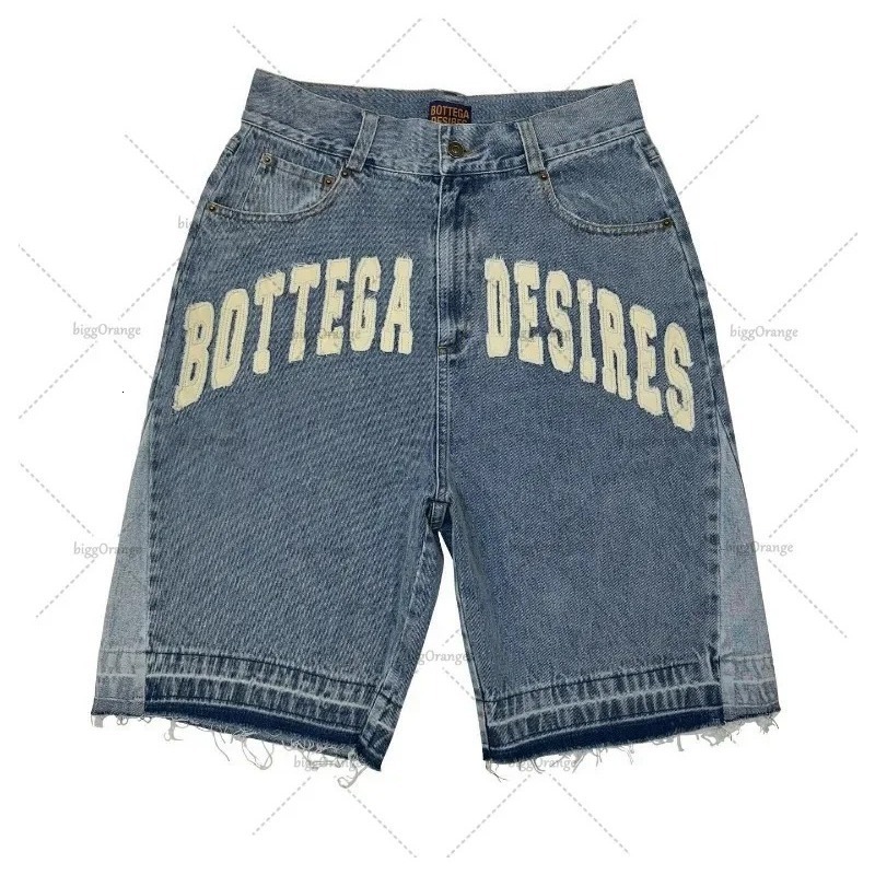 2025S designer American street letter y2k casual embroidered bone denim shorts for men and women