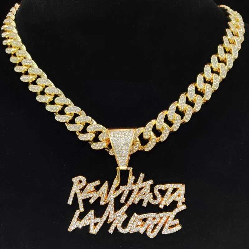 Hip Hop Letter Pendant Cuban Necklace For Wen Men Shimmering Rhinestone Gold Silver Color Fashion Punk Style Party Jewelry X250224