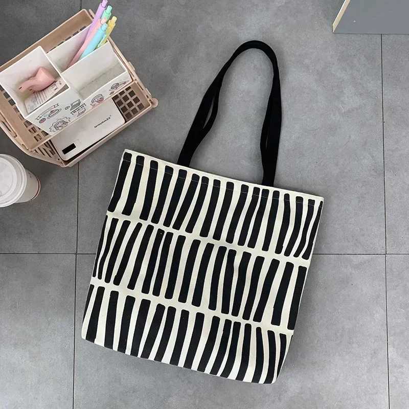 Women Canvas Tote Bag Fashion Korean Cotton Cloth Eco Reusable Shopping Bags Large Ladies Shoulder Shopper Bag Student Handbags Z250224