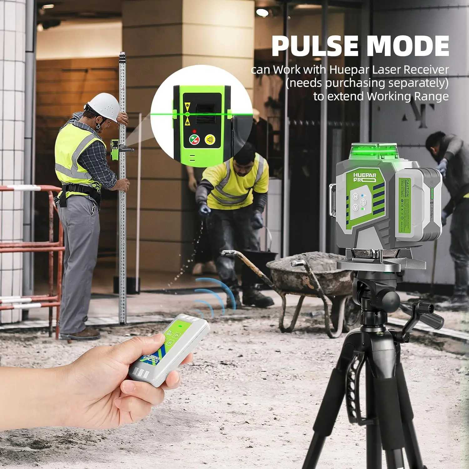 Huepar Professional Laser Level 4D 16 Lines 2mm High Accuracy Green Cross Line Laser 8000mAh Li-ion Battery For Construction X250225